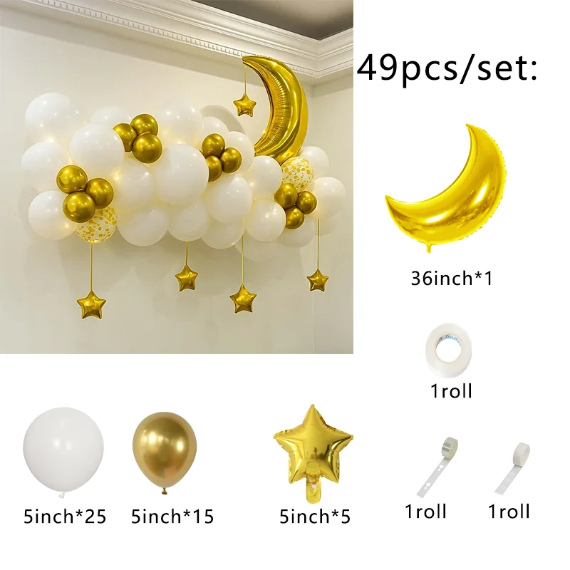 1Set Mond Sterne Ballon Set für Muslimischen EID Mubarak Festival Hause DIY Dekoration Ramadan Kareem Kinder Geburtstag Party Ballon globos – Detail 3