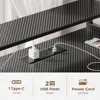 Gaming Desk with LED Lights & Power Outlets,55" Computer Desk with Monitor Stand & Storage Shelf,Gaming Table with Earphone Hook 6