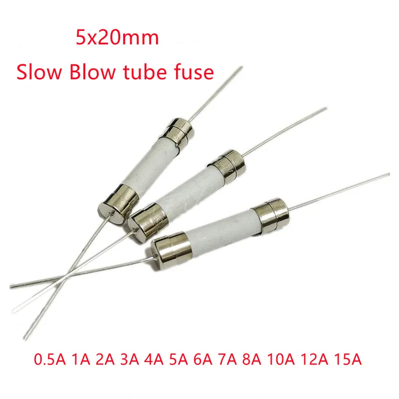 Fusibles à Tube à Soufflage Lent, 20 Pièces/lot, 5x20mm, Verre 250V
