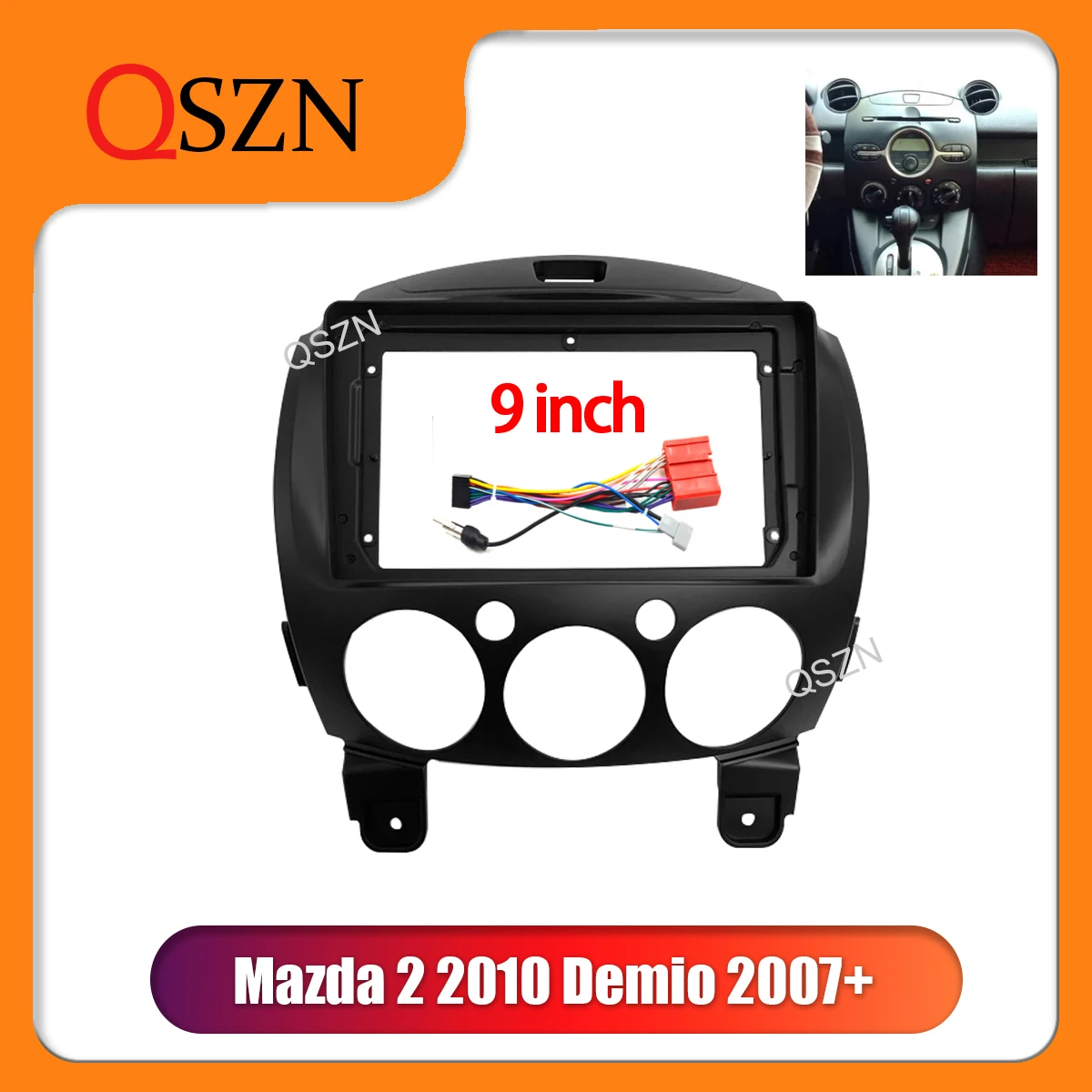 

QSZN 9 дюймовая Автомобильная рамка Fascia ДЛЯ Mazda 2 2010 Demio 2007 + Серебряный Большой экран стерео панель монтажная установка на приборную панель 2 Din