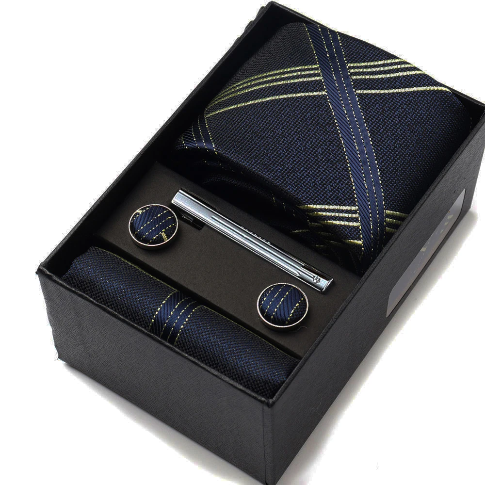 Men's Tie Gift Box Neckties Handkerchiefs Cufflinks Tie Clips 6-Piece sets Group Business Wedding Festival Formal Ties