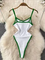 Foamlina Summer Spice Girl White Suspender Vest Bodysuit Top Women's Retro Slim and Skinny Sleeveless Bottom Jumpsuit Top - Image 5