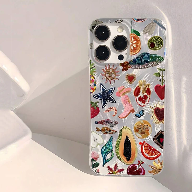 Heart-Shaped Stars & Floral Patterns Phone Case Cover