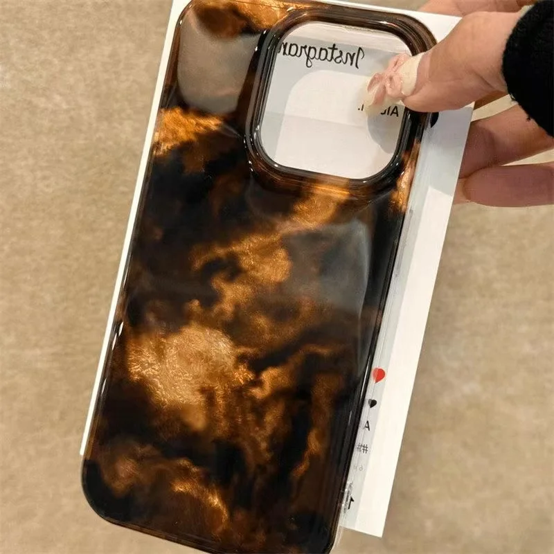 Vortex Pattern Amber Black Brown Blend Silicone Phone Case - Soft and Stylish Protection