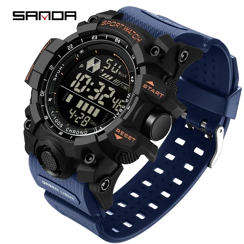 SANDA Men Outdoor Sports Watch Waterproof LED Analog Digital Show