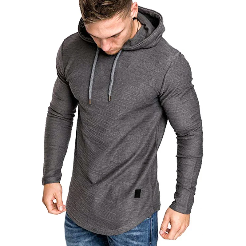 Autumn Long Sleeve Hooded Sweatshirt Men's Solid Color Simple Style Comfortable Casual Hoodie Male Youth Slim Fit Sports Top 3XL