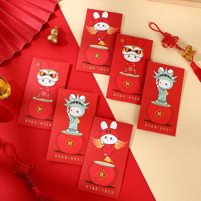 AUXO-FUN Wedding Red Envelopes Chinese New Year Spring Festival Lucky Money Packet Hong Bao 6pcs