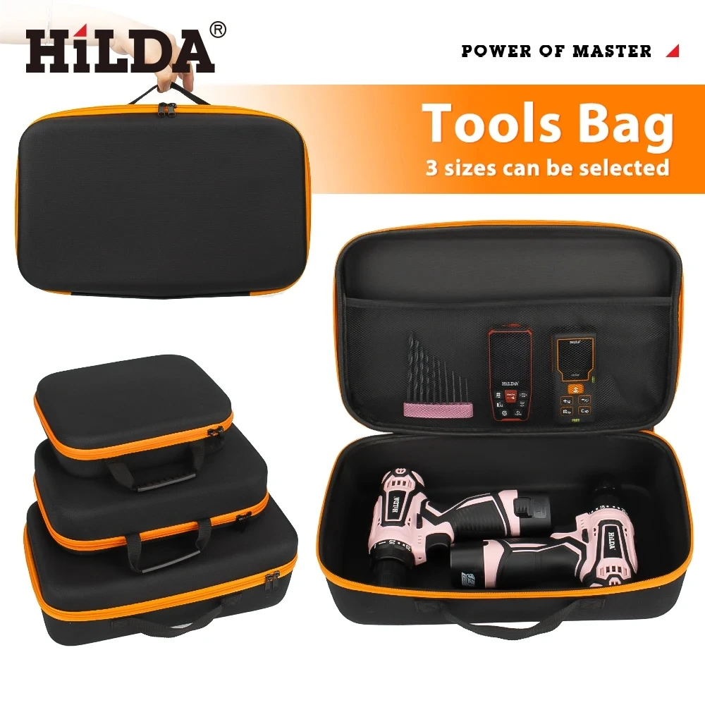 Tool Bag HILDA Large Capacity Tool Bag 3 Sizes Waterproof Shock Absorbing Bag Electrical Hardware Tool Portable Storage Handbag