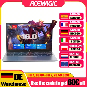 Acemagic RX16 Laptop 16“ Fhd Gaming Laptop Amd Ryzen 9 6900Hx 16Gb Ram 512Gb Ssd Windows 11 Pro Notebook Backlit Kb Wifi6 Bt5.2