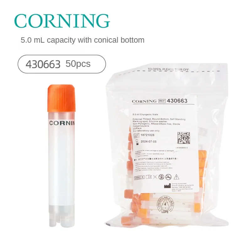 

1.2ml 2.0ml 5.0ml Corning External Thread Freezing Tubes Conical Bottom Self-standing Cell Freeze Tube Sterile Pack of 50pcs