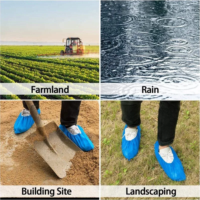 200PCS Disposable T-Buckle Overshoes Waterproof PE Dispensers Dustproof Boot Covers For Automatic Shoe Cover