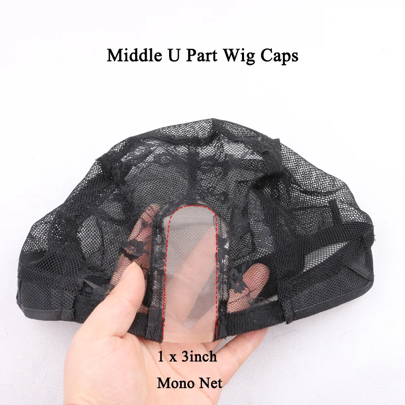 5 Pieces/Lot Upart Lace Wig Caps For Making Middle Part Wigs With Adjustable Straps Black Mesh Wig Cap Hairnets