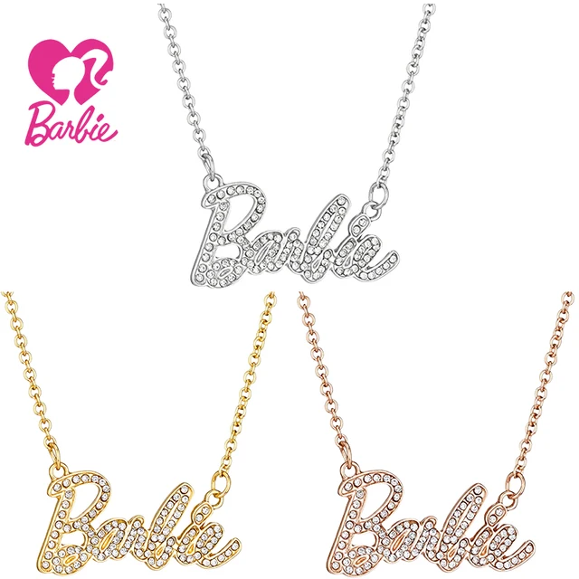 2023 Fashion English Alphabet Barbie Necklace Female Metal Alloy Pendant Barbies Doll Pendant Necklaces Jewelry Accessories Gift