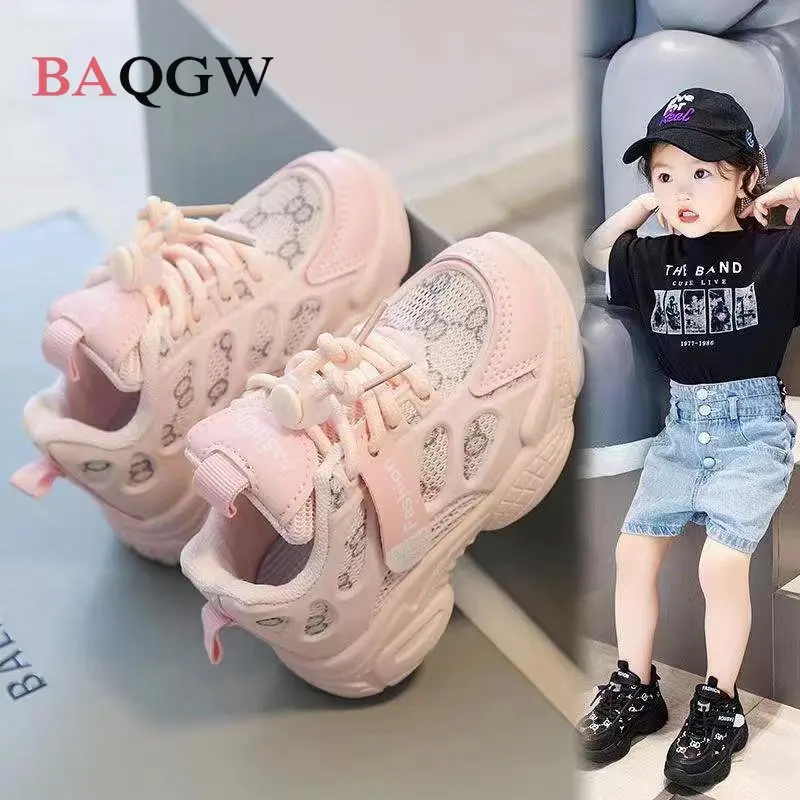 Letter Print Kids Shoes Autumn Toddler Shoes for Boys Girls Breathable Mesh Winter Casual Sneakers Non-slip Sport Tenis Shoes