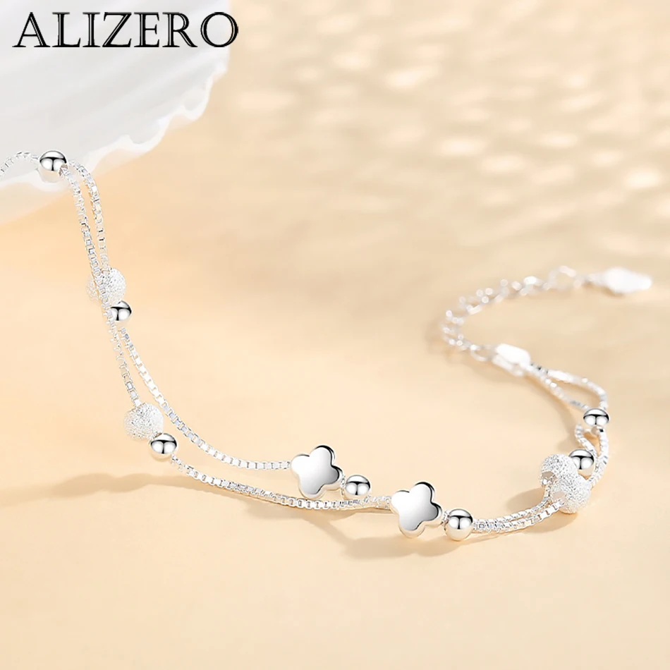 クローバーブレスレット Alizero-女性用四つ葉のクローバーブレスレット,925スターリング