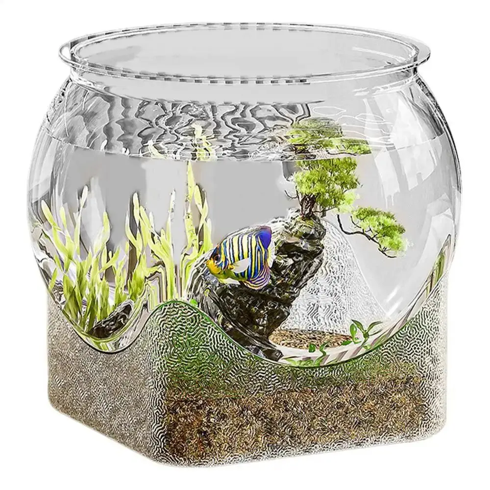 Fish Aquarium Clear Round Fish Bowl Small Aquariums Flower Vase Centerpiece Desktop Aquarium for Betta Turtle