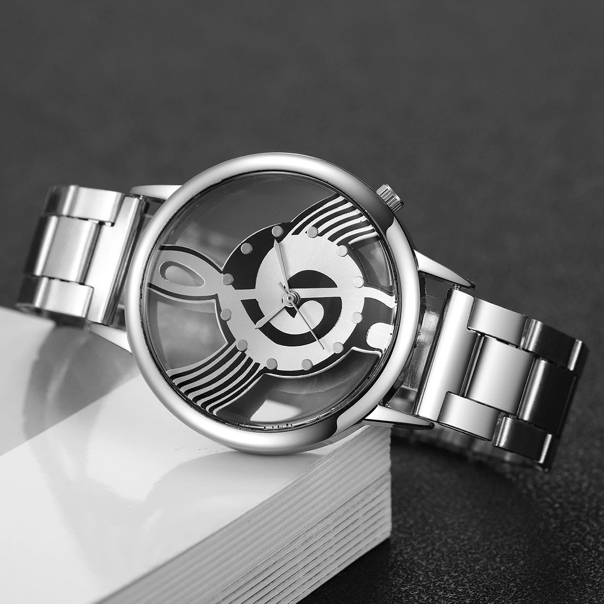 1pc Women's Classic Business Watch Simple Music Symbol Dial Quartz Watch Set, Best Gift Choice (Box Not Included)