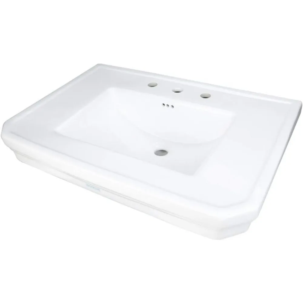 Bathroom Sink in White, Heavy Duty Pre-Drilled Widespread Faucet Holes with Overflow And Stain Resistant, bathroom sink 6