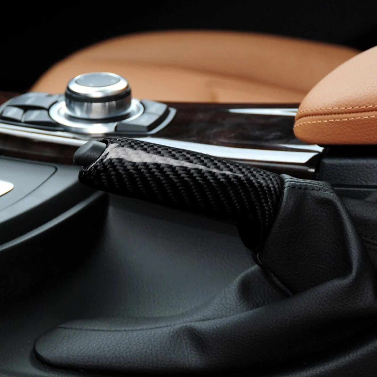 Real Carbon Fiber Handbrake Brake Handle Grip Cover Overlay Molding Trim For BMW E46 E90 E92 F30 F32 F80