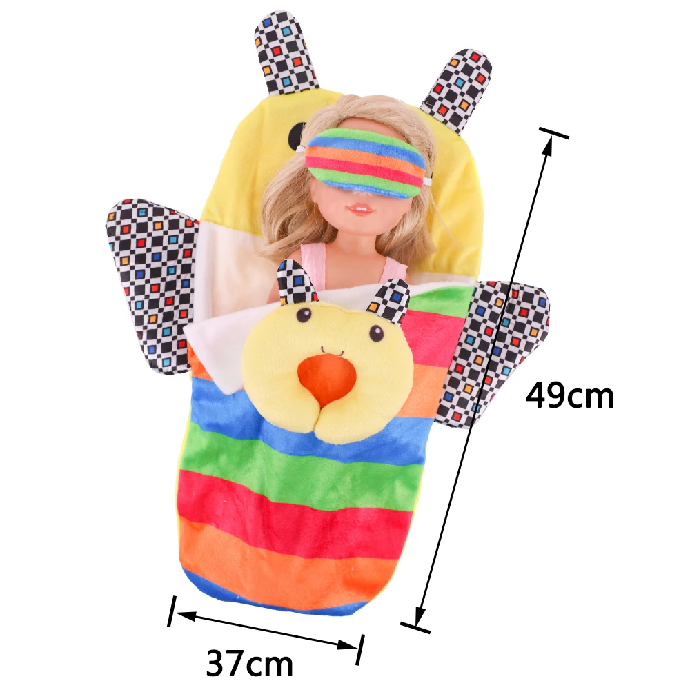 Sleeping Bag Eye Mask U-shaped Pillow With Anime Pattern Cute Owl Fit 12-14.5 Inch Wellie Wisher & 32-34cm Paola Reina Doll Toys