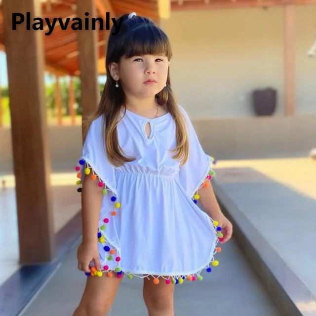 Vestido de playa para niña, Túnica, bikini, Bola de Color, borla, de verano, E2233 _ - AliExpress Mobile