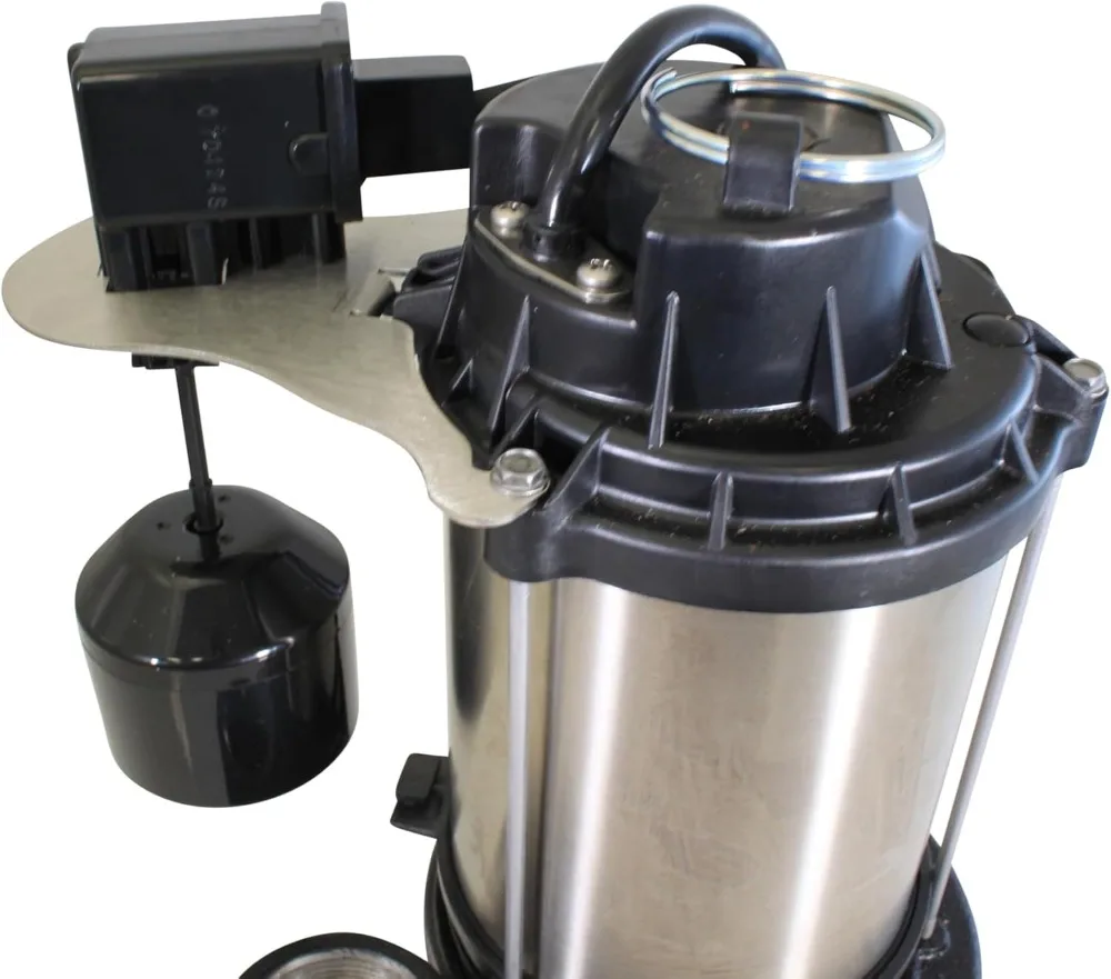 1 HP Heavy Duty Submersible Sump Pump - Cast Iron & Stainless Steel, 6100 GPH Water Removal, Easy Installation