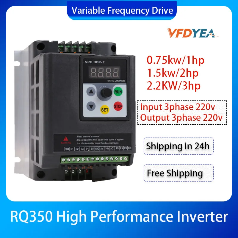Vfdyea Vfd 0.75Kw/1.5Kw /2.2Kw Inverter 3Ph 220V Di Uscita Del Convertitore Variatore Di Frequenza Per La Pompa Dell'Acqua