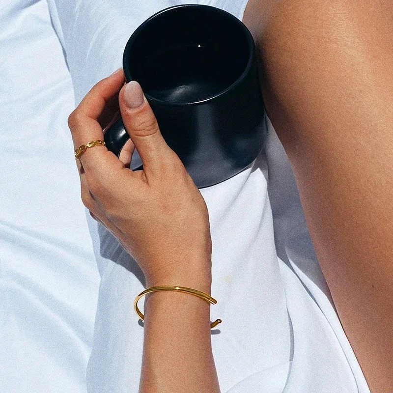 ELAN Open Simple Geometric Cuff Bangles for Women Fashion Smooth Elegant Jewelry