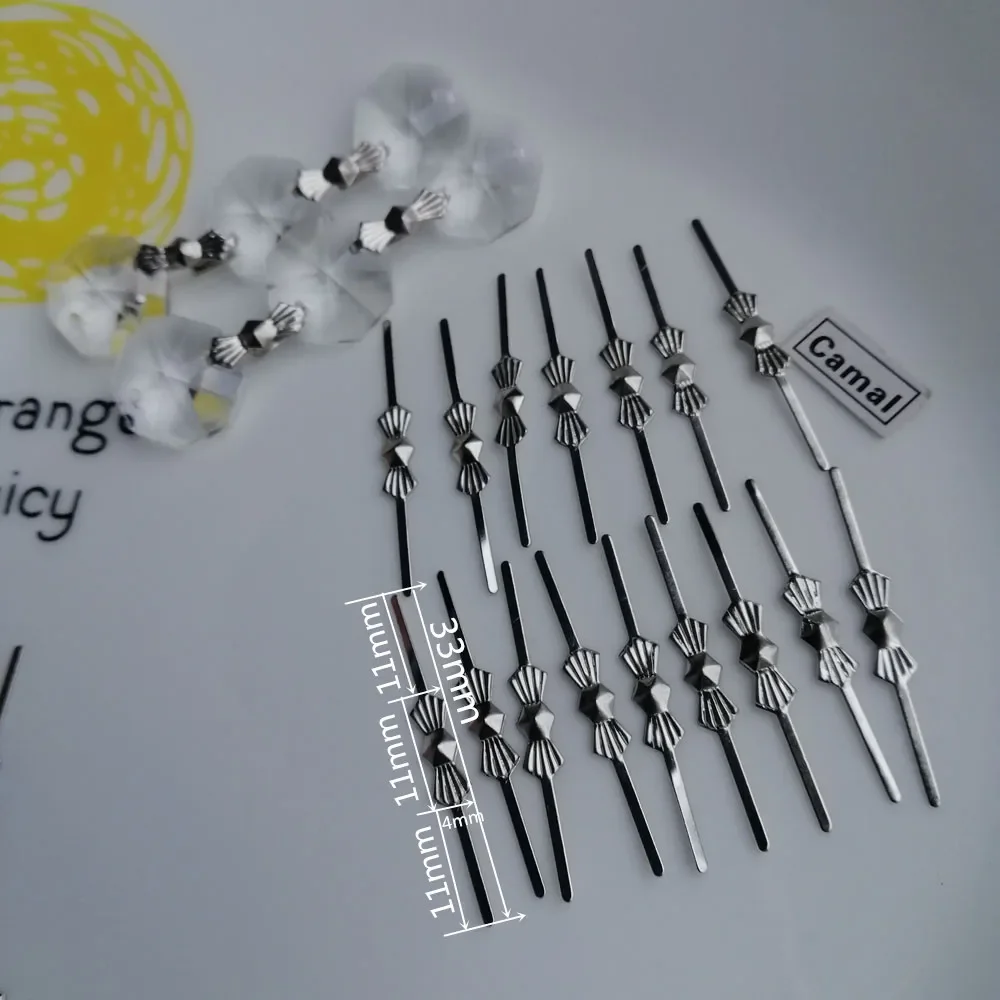 Camal 100PCS 33mm Chrome Metal Butterfly Buckles Bowtie Connectors Pins For Crystal Prism Beads Chandelier Pendant Lighting Part
