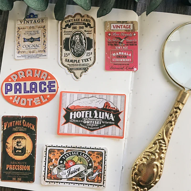 28Pcs Retro Small Brands Vintage Stickers Junk Journal Ephemera Label DIY Diary Album Aesthetic Sticker Scrapbooking Material