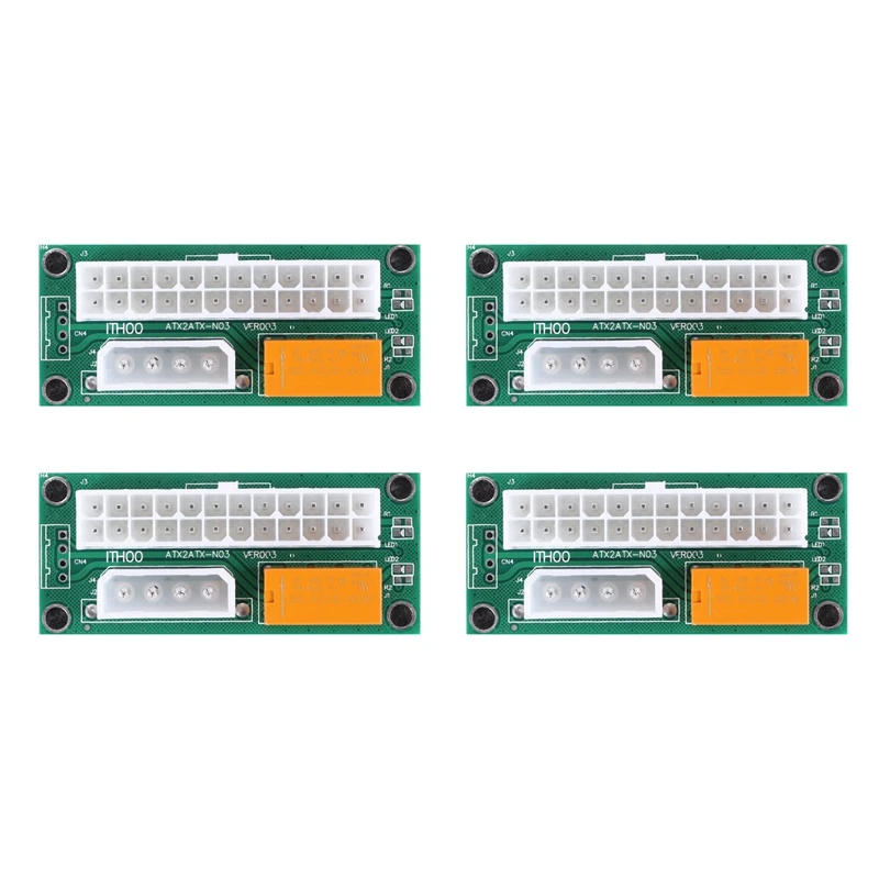 

4 Pack Dual PSU Multiple Power Supply Adapter,Add2psu ATX 24 Pin To Molex 4Pin Connector For BTC Miner