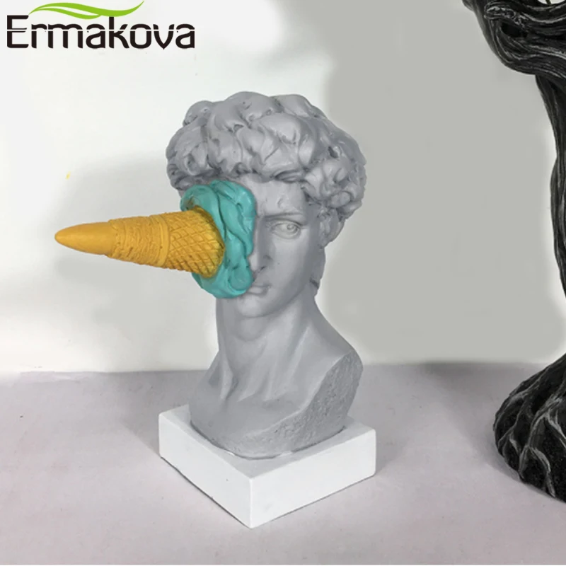 ERMAKOVA Ice Cream David Statue Home Decoration Head Bust  Sculpture Resin Mini Modern Abstract Art Sketch Desktop Ornaments