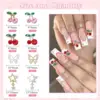 40 Pcs Alloy Nail Gems Charms, Silver Gold 3D Butterfly Dangle Star Nail Rhinestones Charms Pink Red Cherry Shiny Diamond Nail 2
