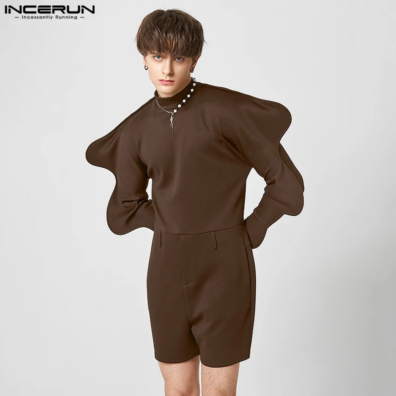 

Handsome Hot Sale Bodysuits INCERUN New Men Leg Of Mutton Sleeve Rompers Leisure Party Solid Loose Long Sleeved Jumpsuits S-5XL
