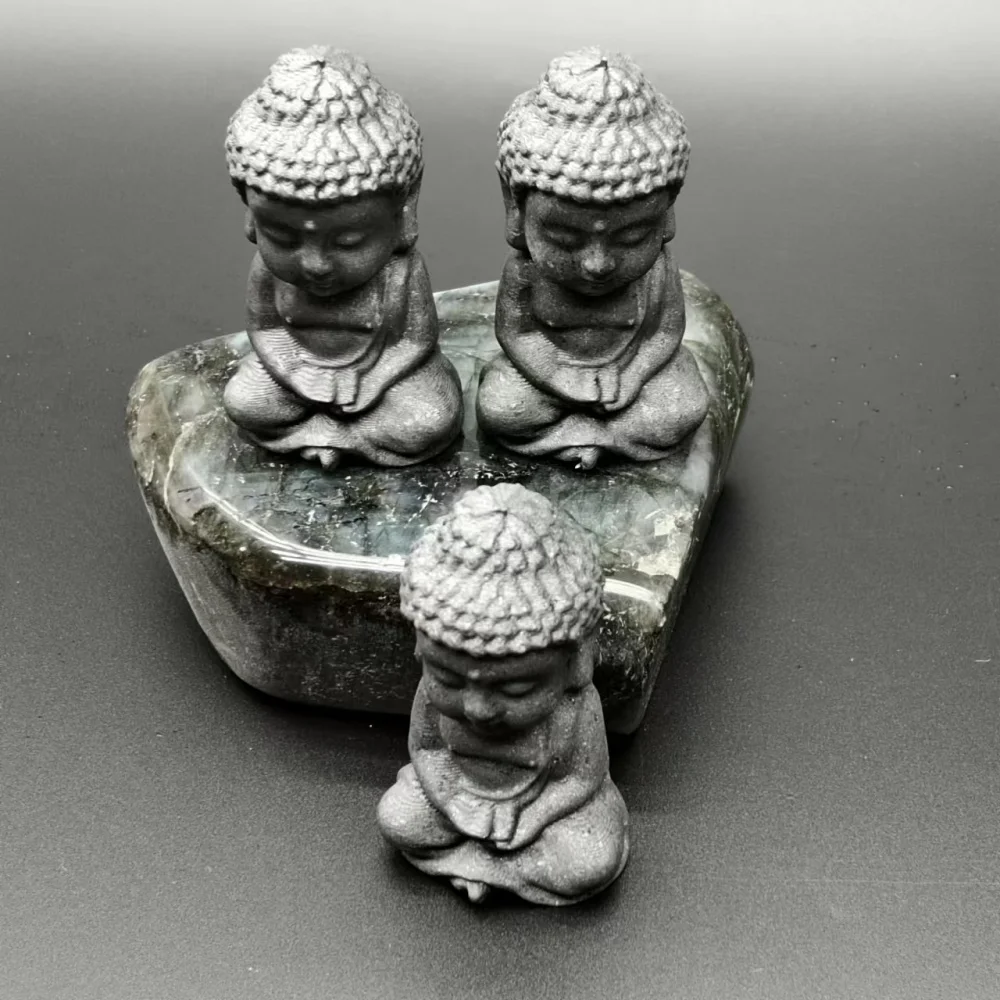 6cm Buddha Statue Natural Shungite Energy Quartz Reiki Magic Stones  Crystals Healing Fengshui Meditation Figurine Desk 6