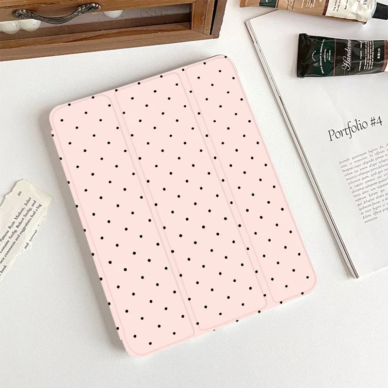 Stylish Black Polka Dots Trifold Tablet Case