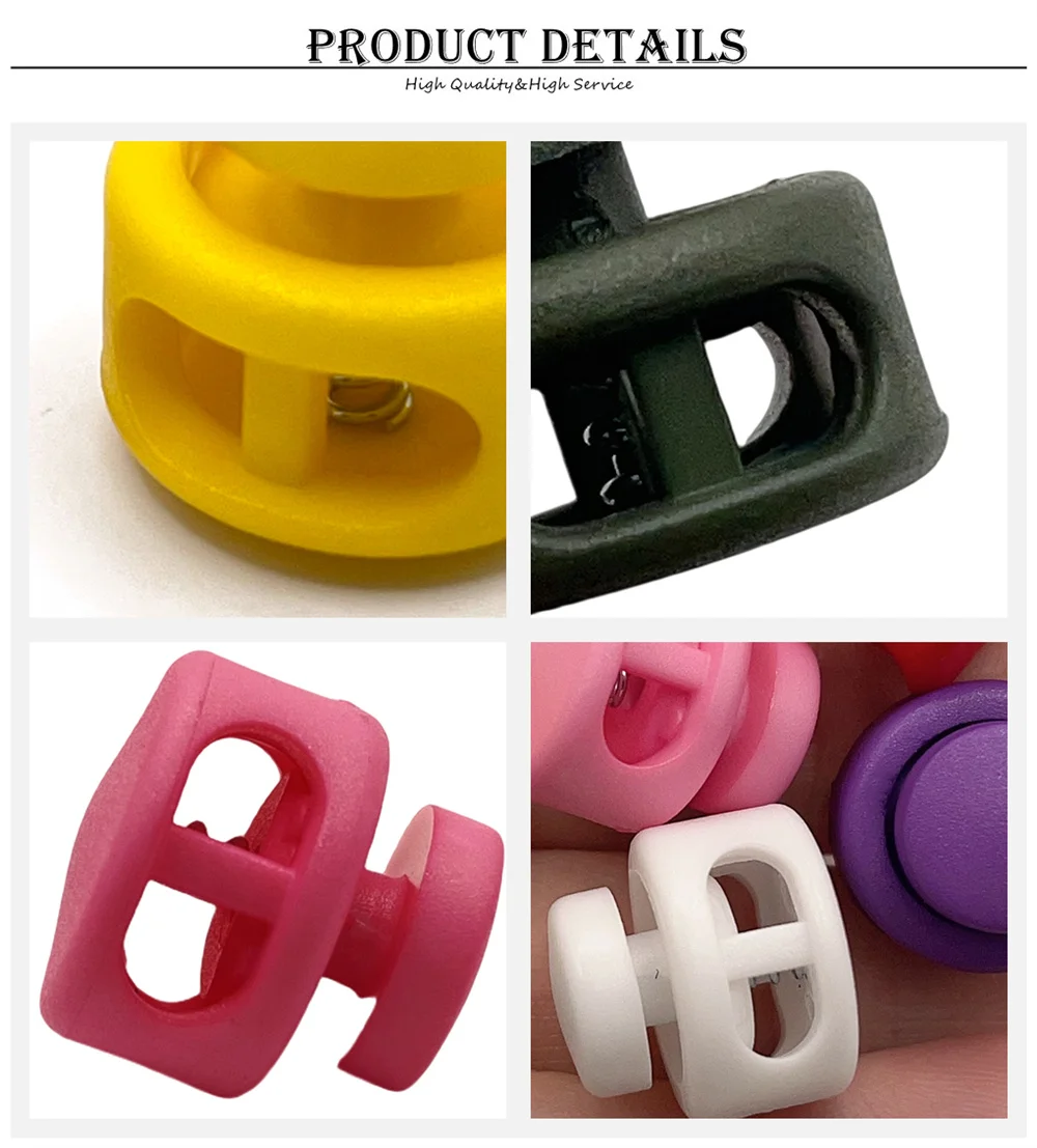 Description Picture 6 of item13 Pcs/Pack Mix Colors Cord Lock Toggle Clip Stopper Plastic Black For Bags/Garments Size:15mm*14mm