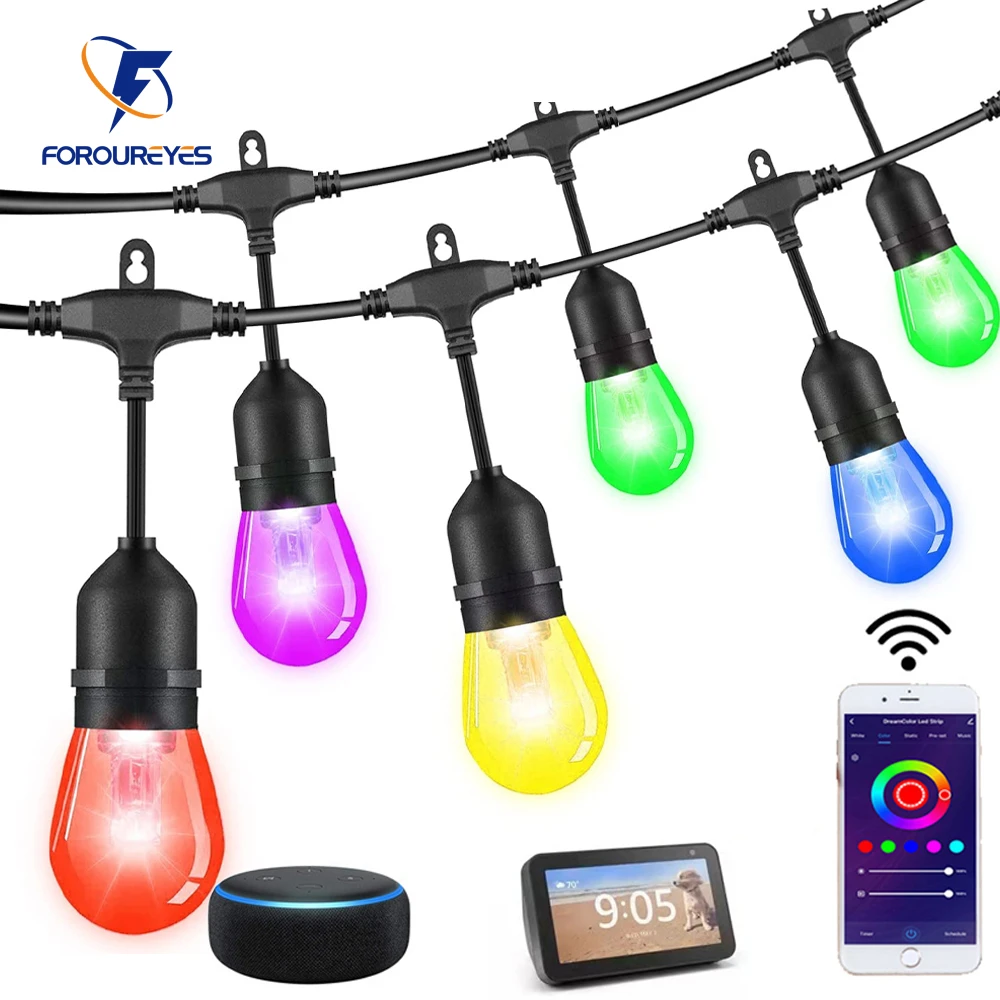 15m 30m Wifi Tuya Smart RGB LED String Lights S14 Bulb Commercial Grade