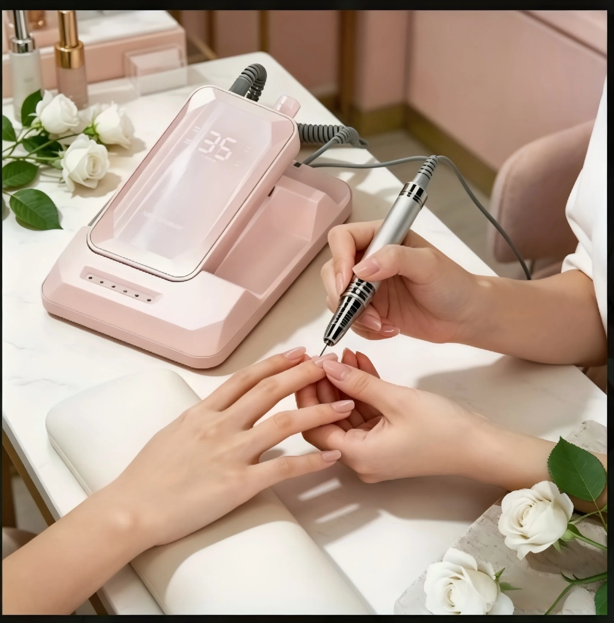 충전식 전동 네일 드릴 머신 브러시리스 6단 속도 60W 35000RPM 전문 네일 샌더 (매니큐어용)