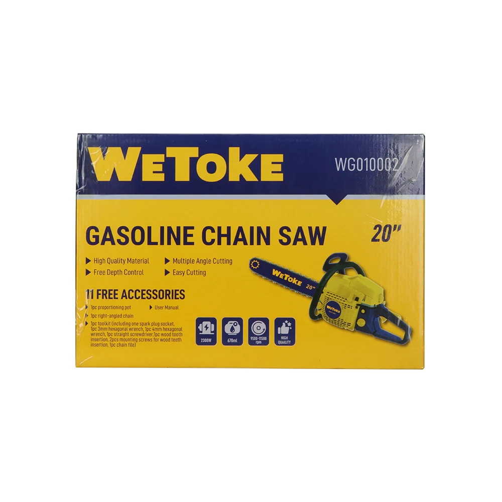 WeToke Industrial Gasoline Chainsaw With 20in Guide Bar Good Quality For Long Reach Wood Cutting Customization Supported