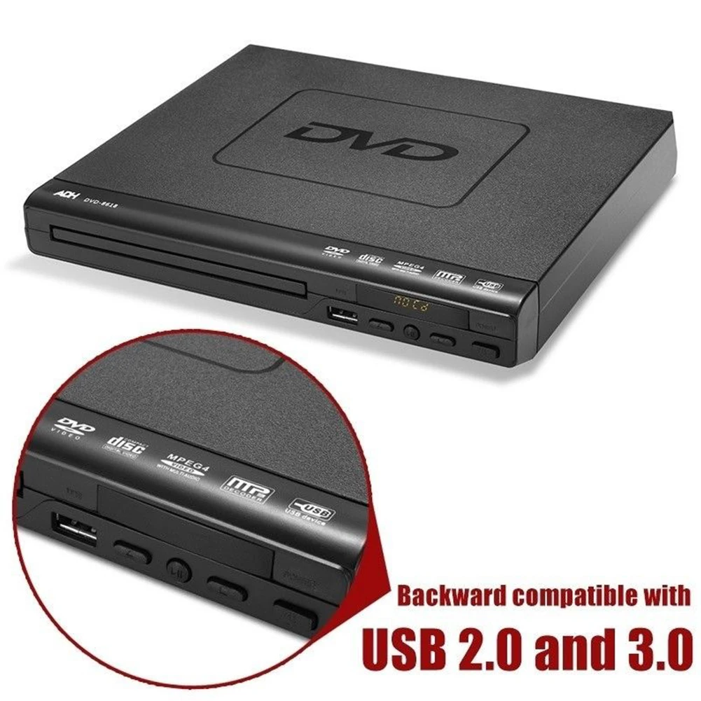 With Remote Control 110V 240V USB Input DVD Player Portable AV Output Video For TV Mini Home Entertainment Multimedia Children