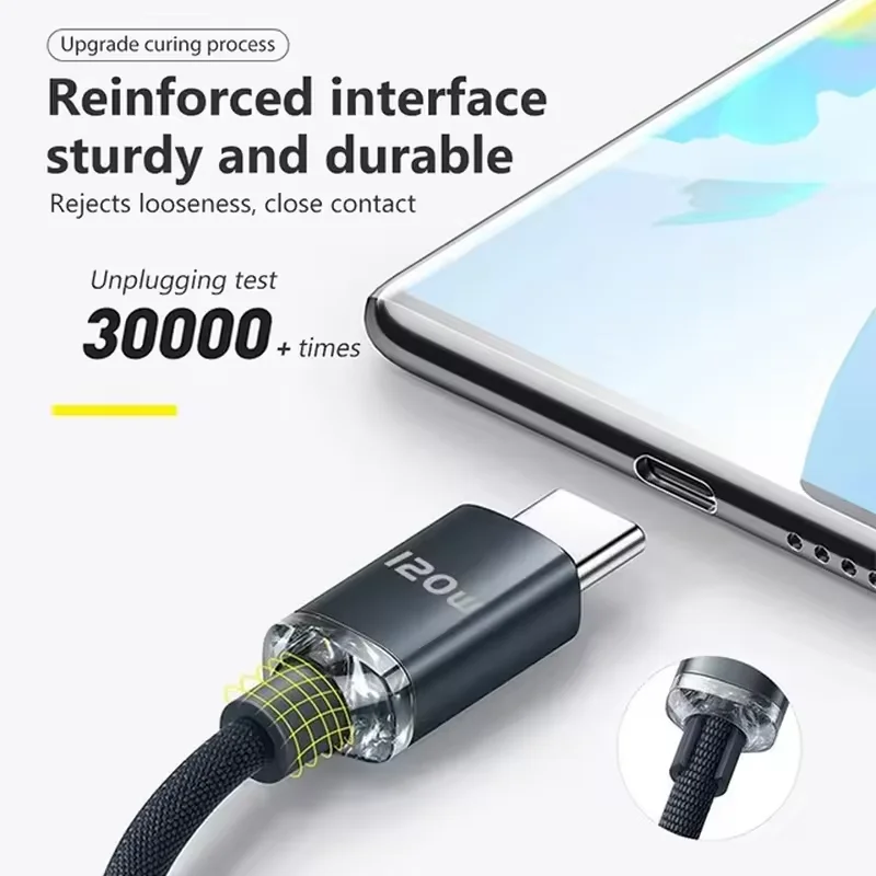 NNBILI 6A USB 타입 C 케이블 (리얼미, 화웨이 P40 Pro 120W 고속 충전용) USB-C 충전기 데이터 케이블 (삼성, 원플러스, 포코 F3 호환)