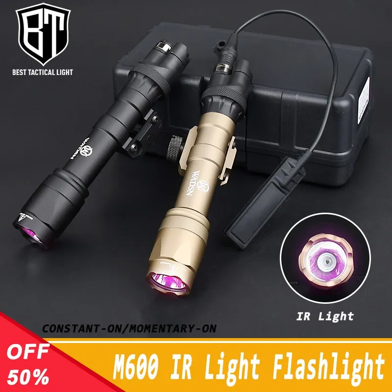 

WADSN Tactical M600 M600C M600U Flashlight IR LED Light Hunting Weapon Airsoft Accessroy With Pressure Switch Fit 20mm Rail