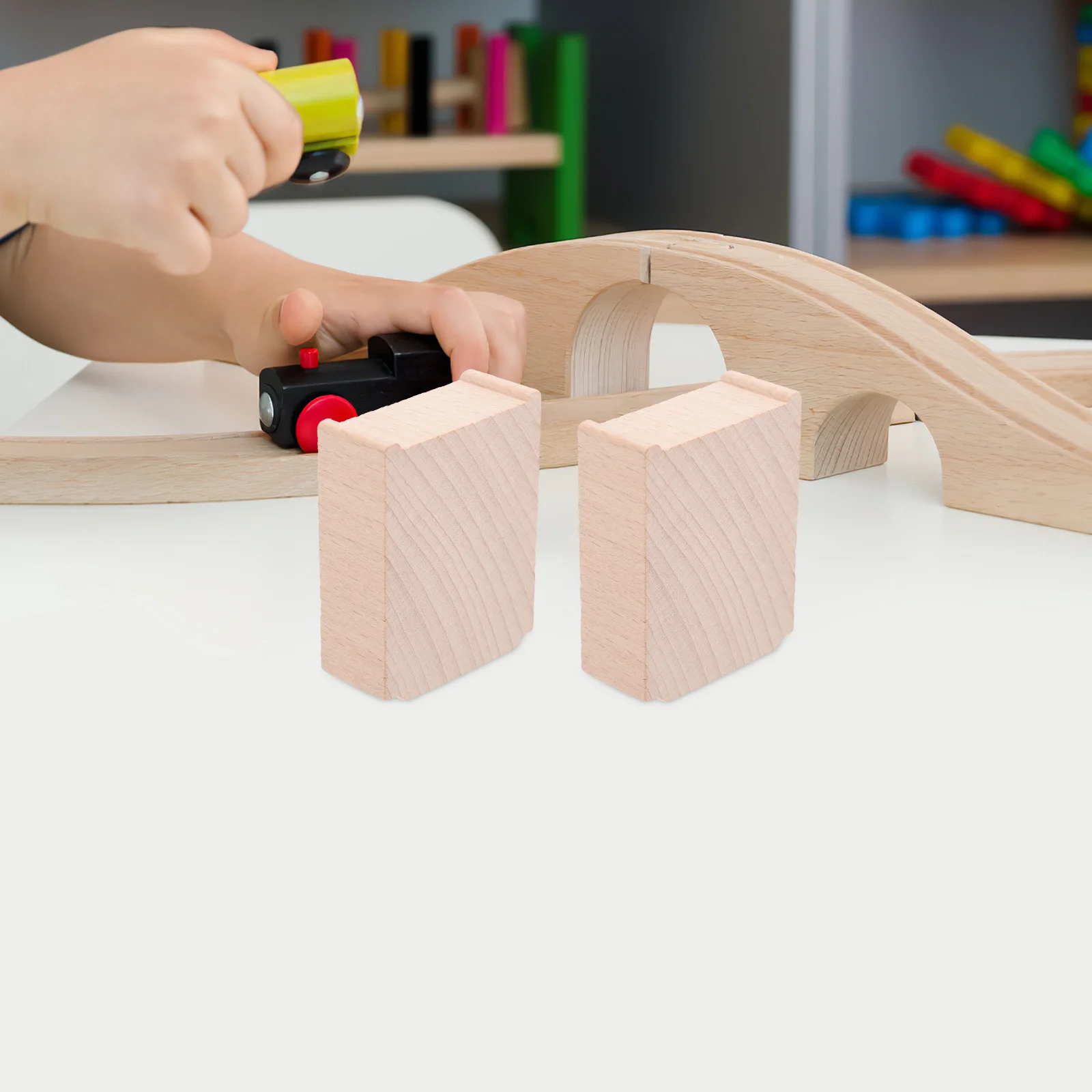 Train Bridge Pier Child Trestles 670X520X240CM Beech Supports Wood Track Risers 6 Pcs