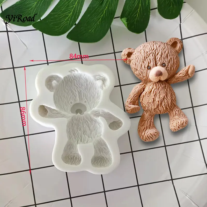 3D 동물 곰 돼지 토끼 실리콘 사탕 공예 금형, 수지 도구, 컵케이크 베이킹 금형, 퐁당 케이크 장식 도구