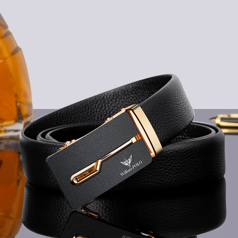 Men's Business Belt Fashion Genuine Leather Automatic Buckle Belt Personalized High end Belt - Image 6