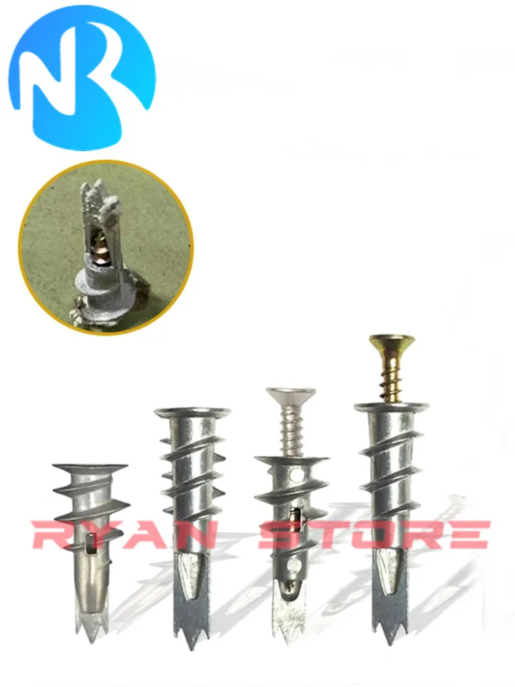 Drywall Anchor 40Pcs Zinc Alloy Plasterboard Drywall Anchor Hollow Wall Self-drilling Wall Plug with Tapping Screw Drywall Bolt 13*32mm 4X35MM