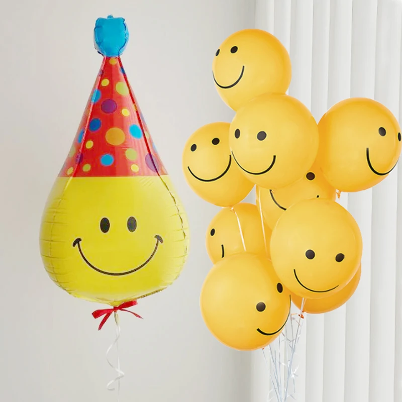 

10Pcs 4D Cartoon Smiley Foil Balloons Smile Face Rainbow Latex Ballon Baby Shower Decorations Party Birthday Wedding Globos Toys