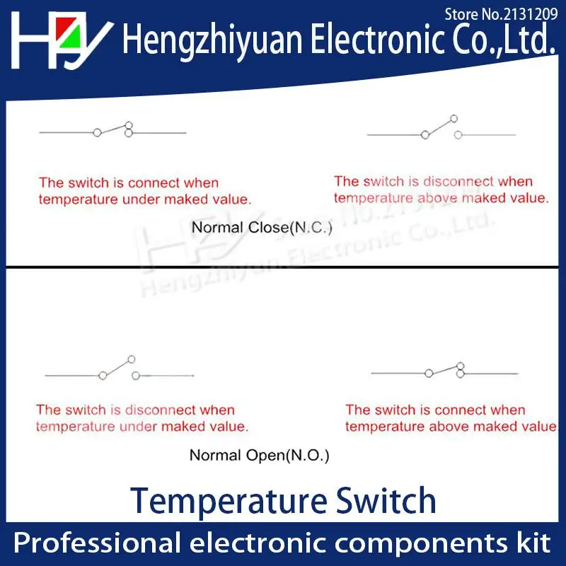 Fusibles de plástico Hzy KSD9700, interruptor de temperatura de disco bimetálico, Protector térmico de termostato N/C, 45 ~ 140C grados centígrados, 250V, 5A, 10a