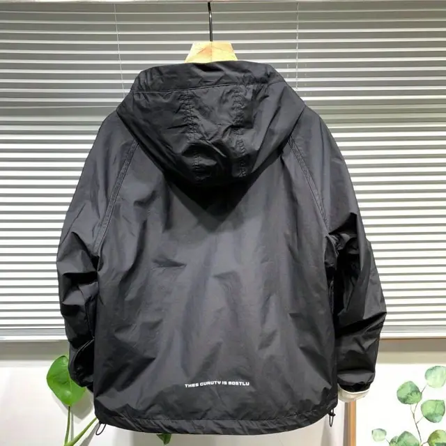 Outdoor Youth Spring Autumn Knit Jacket Hood Men's Workwear Big Pocket Combat Jacket Leisure Loose Pullover Windbreaker Coat 4